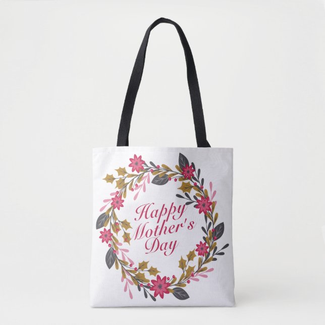 Bag Floral Wreath Tote do Dia de as mães Elegante  (Frente)