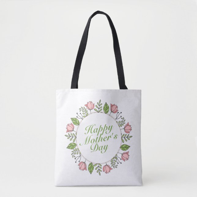Bag Floral Wreath Tote do Dia de as mães Elegante  (Frente)