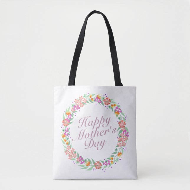 Bag Floral Wreath Tote do Dia de as mães Elegante  (Frente)