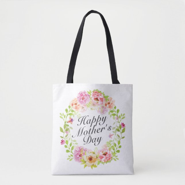 Bag Floral Wreath Tote do Dia de as mães Elegante  (Frente)