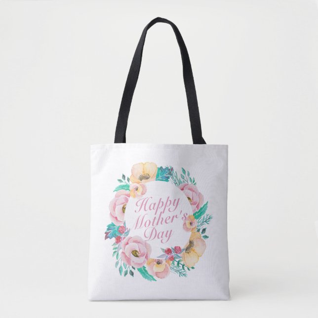 Bag Floral Wreath Tote do Dia de as mães Elegante  (Frente)