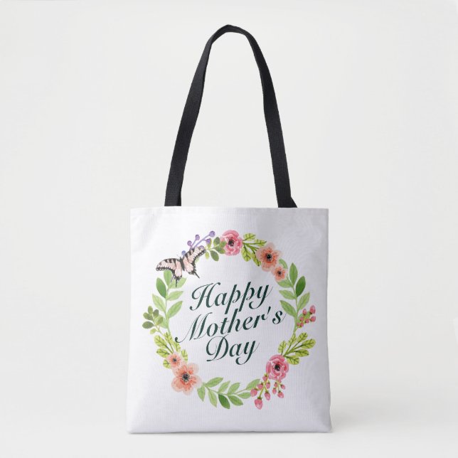 Bag Floral Wreath Tote do Dia de as mães Elegante  (Frente)