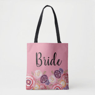 Bag Tote Cor-de-Rosa Padrão de Flor Brilhante