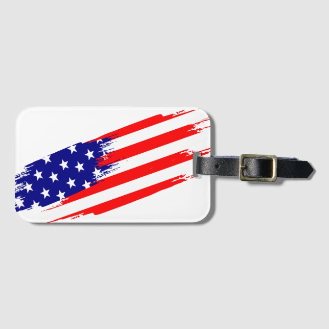 Bagagem Bandeira Americana Personalizada | Etiqueta de bag (Frente Horizontal)