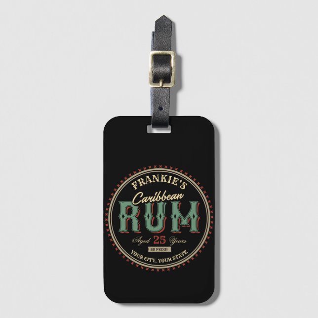 Bagagem Bar de Etiqueta de Rum de Caribe Personalizado (Frente Vertical)