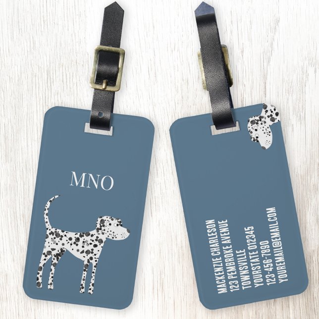 Bagagem Diversão da etiqueta de monograma do cão Dalmacian (Dalmatian dog monogram initials personalized luggage tag)
