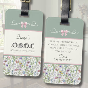 Bagagem Elegante Etiqueta para Estojo de Oboé com Flor Sil