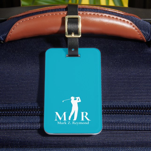 Bagagem Etiqueta Azul de Golfista Monogramada (Frente Insitu 2)