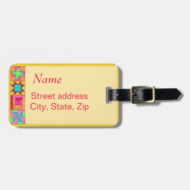 Bagagem Etiqueta da máquina de costura ou de mala amarela (Frente Horizontal)