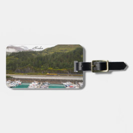 Bagagem Etiqueta de bagagens com fotografia nas montanhas 