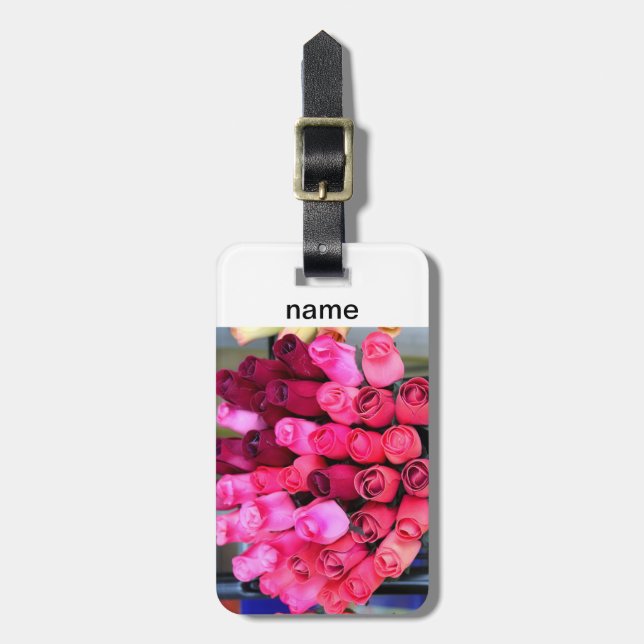 Bagagem etiqueta de bouquet de rosa personalizada (Frente Vertical)