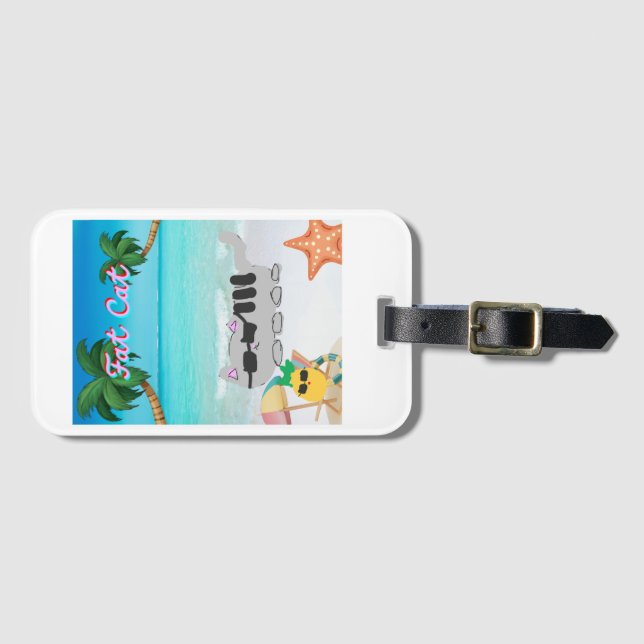 Bagagem etiqueta de calibre gordo de férias de gato (Frente Horizontal)