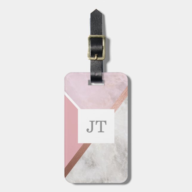 Bagagem Etiqueta de efeito de mármore Dourado personalizad (Frente Vertical)