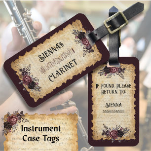 Bagagem Etiqueta de Estojo de Clarinete Floral Vintage