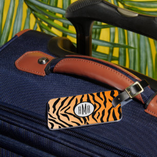 Bagagem Etiqueta de Impressão Monograma de Tigre Faux