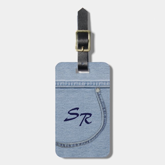 Bagagem Etiqueta de jeans com Monograma (Frente Vertical)