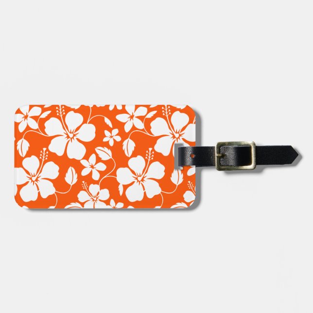 BAGAGEM ETIQUETA DE LUGAGEM DE LARANJA HAWAIIAN HULA (HIBI (Frente Horizontal)