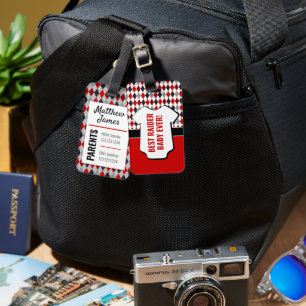 Bagagem Etiqueta de Padrão de Argyle Preto Vermelho do Bab