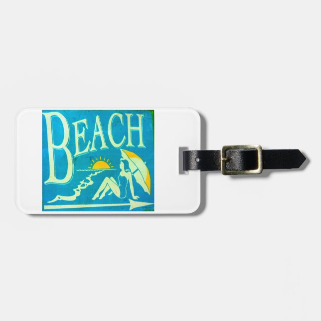 Bagagem etiqueta de praia (Frente Horizontal)
