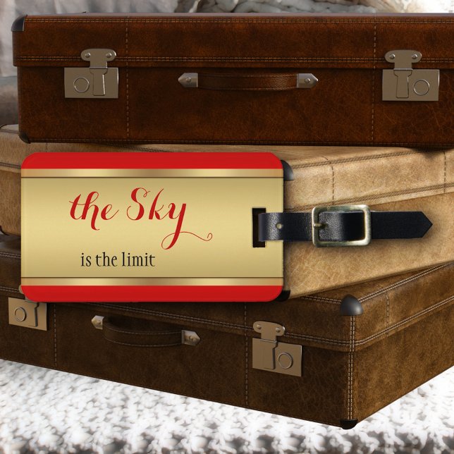 Bagagem Etiqueta de Rosa Dourada e Dourada (Luggage tag featuring a red, gold and rose gold metallic glitter design - Christmas travel)