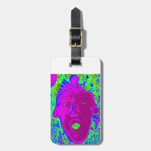 Bagagem etiqueta de rosto roxa, gritando personalizada (Frente Vertical)