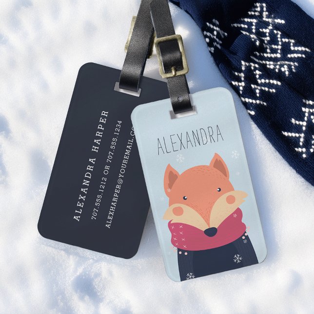 Bagagem Etiqueta de Saco Personalizado da Fox do Inverno | (Criador carregado)