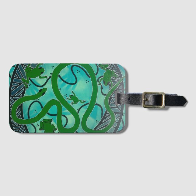Bagagem etiqueta de sapo/ cobra da árvore verde (Frente Horizontal)