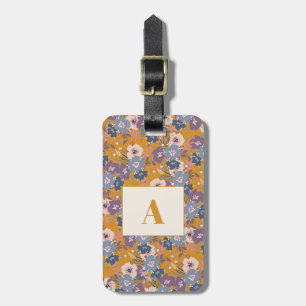 Bagagem Etiqueta de Viagem com Floral Mostarda Colorida e