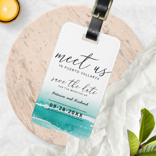 Bagagem Etiqueta de viagem para casamento em destino Teal 