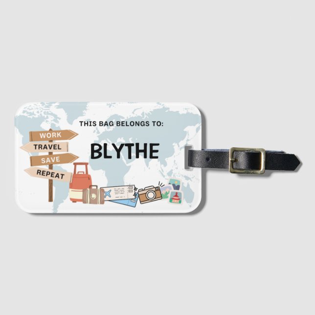 Bagagem Etiqueta de Viagem personalizada - Trabalho, Viage (Frente Horizontal)