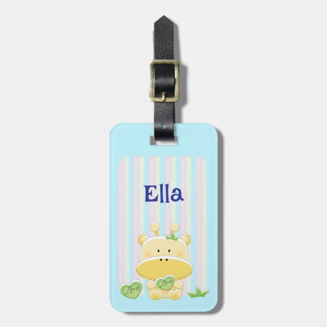 Bagagem Etiqueta personalizável de desenho animado Giraffe (Frente Vertical)