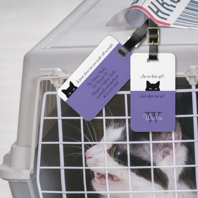 Bagagem Gato Sneaky Onde estamos com a Etiqueta de Transpo (Criador carregado)