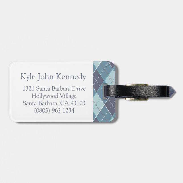 Bagagem Golf Argyle - padrão de golfe - etiqueta azul de m (Traseira Horizontal)