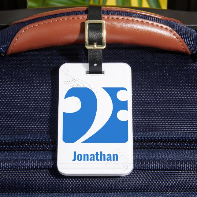 Bagagem Limpar Blue Bass Limpar Símbolo de Música Etiqueta (Frente Insitu 2)