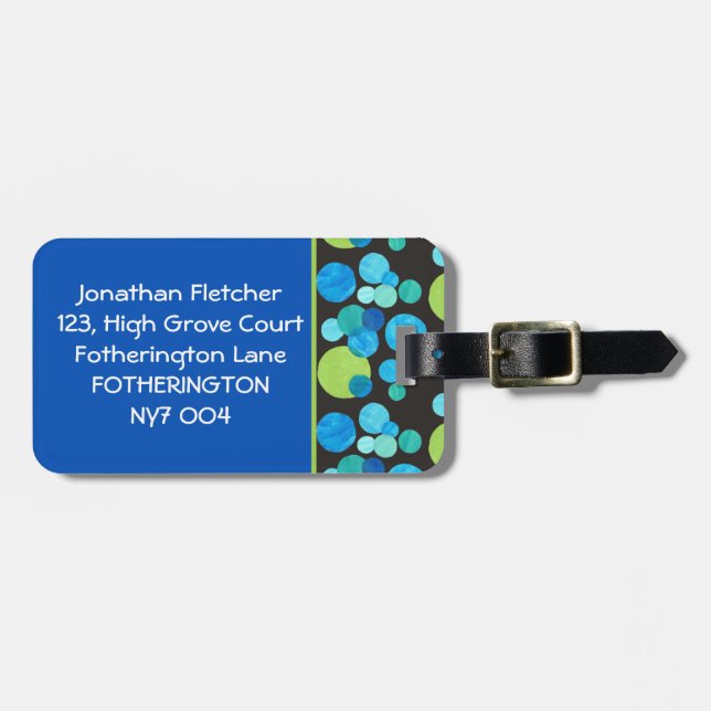 Bagagem Luas Azuis Brilhantes, Etiqueta de Bagagem, Azul,  (Frente Horizontal)
