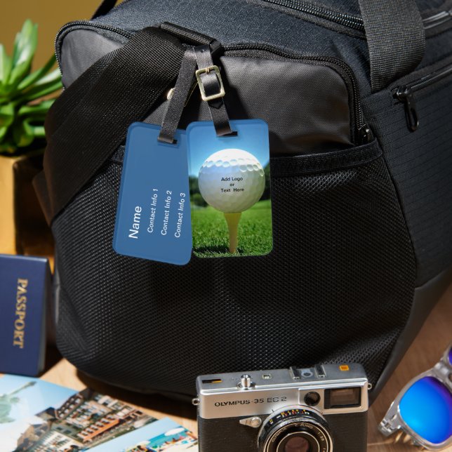 Bagagem Na Etiqueta Azul De Golfe Tee (Frente e verso)