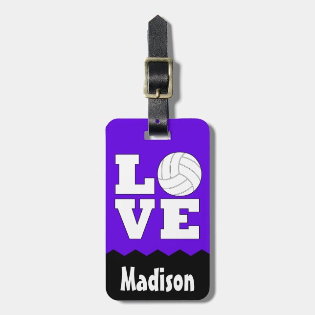 Bagagem Nome personalizado do LOVE de vôlei e etiqueta de  (Frente Vertical)