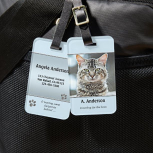 Bagagem Sua Engraçada Etiqueta de Foto de Gato