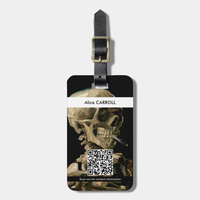 Bagagem Vincent van Gogh - Crânio - Código QR Etiqueta de  (Frente Vertical)
