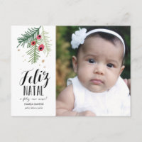 Bagas Vermelhas | Feliz Natal | Cartão Postal