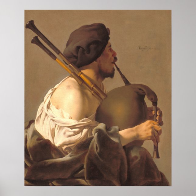 Bagpipe Player - H. ter Brugghen Fine Art Poster (Frente)