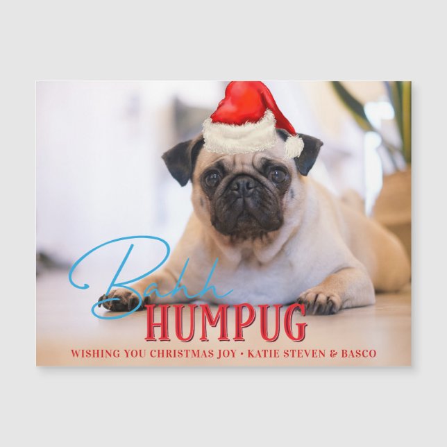 Bah Humpug Pug Dog Foto de Natal Personalizada Eng (Frente)