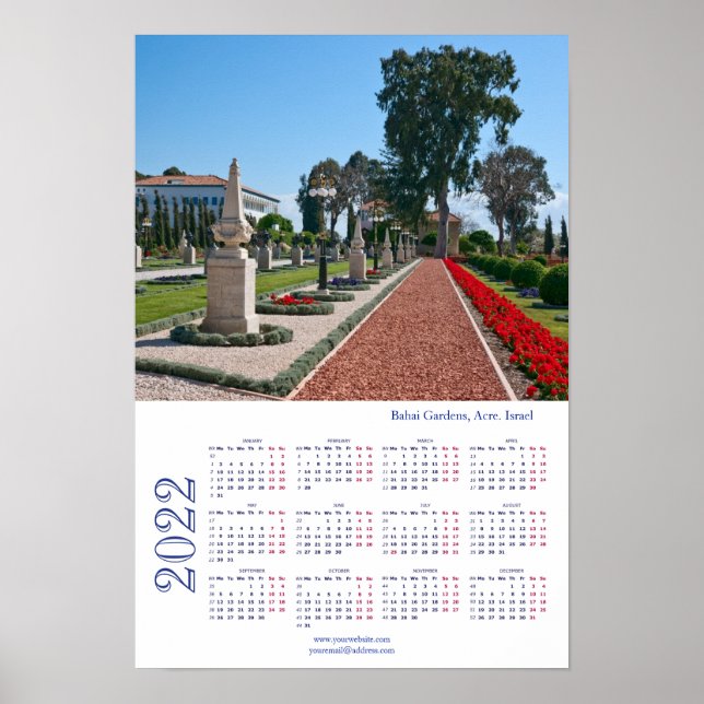 Bahai Gardens, Acre. Israel. Poster do Calendário  (Frente)