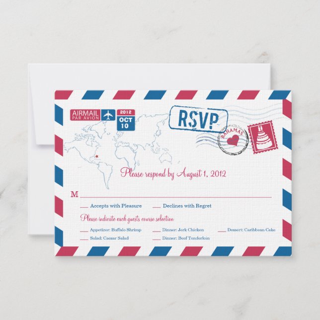 Bahamas Air Mail Wedding RSVP (Frente)