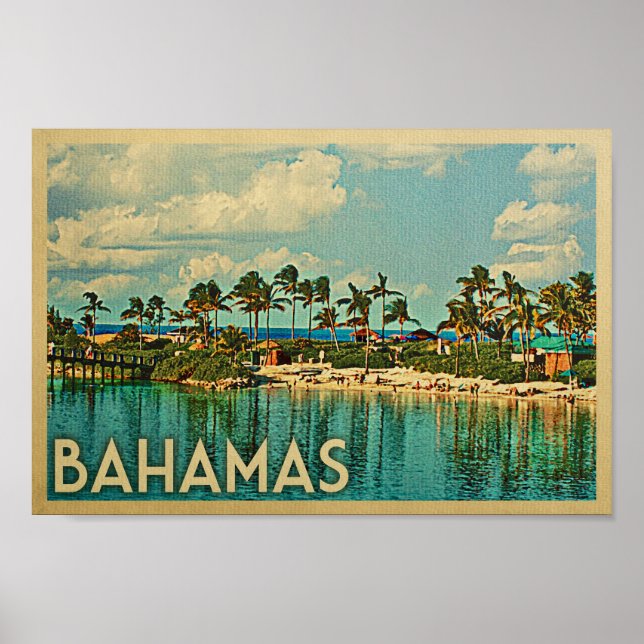 Bahamas Poster Vintage Travel Poster Beach Island (Frente)