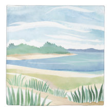 Baía de Grama de Praia | Oceano em Aquarela Mar Co
