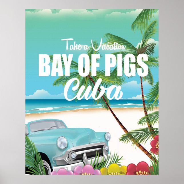 Baía de Porcos, poster de férias na praia em Cuba (Frente)