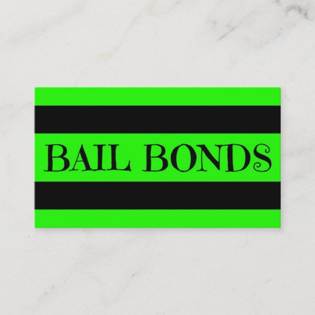 Bail Bonds Neon Green Cartão de visita (Frente)