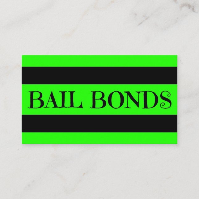 Bail Bonds Neon Green Cartão de visita (Frente)