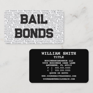 Bail Bonds Palavras Legais Cartão de visita